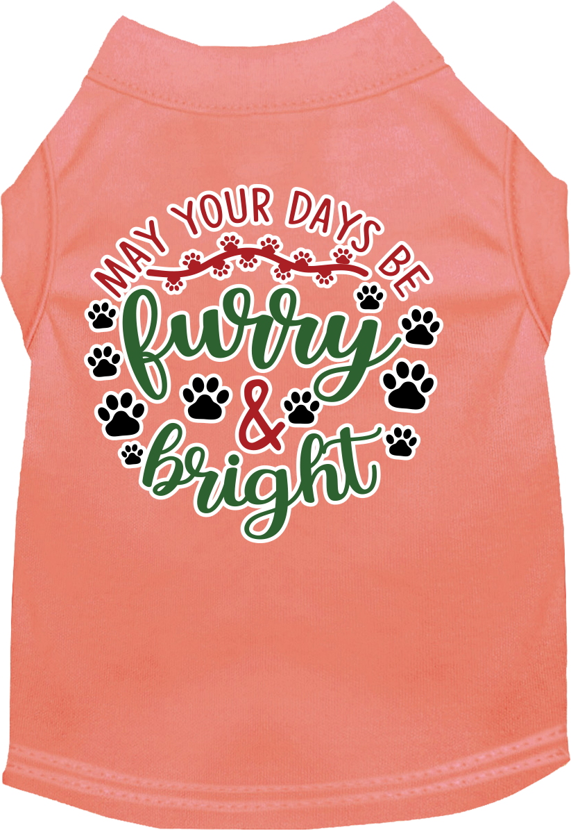 Furry And Bright Screen Print Dog Shirt Peach Size 5x