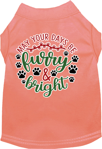 Furry And Bright Screen Print Dog Shirt Peach Size 5x