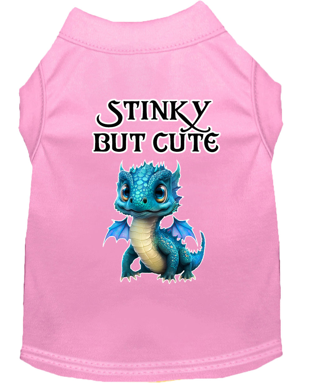 Stinky But Cute Dragon Screen Print Dog Shirt Light Pink Lg (14)