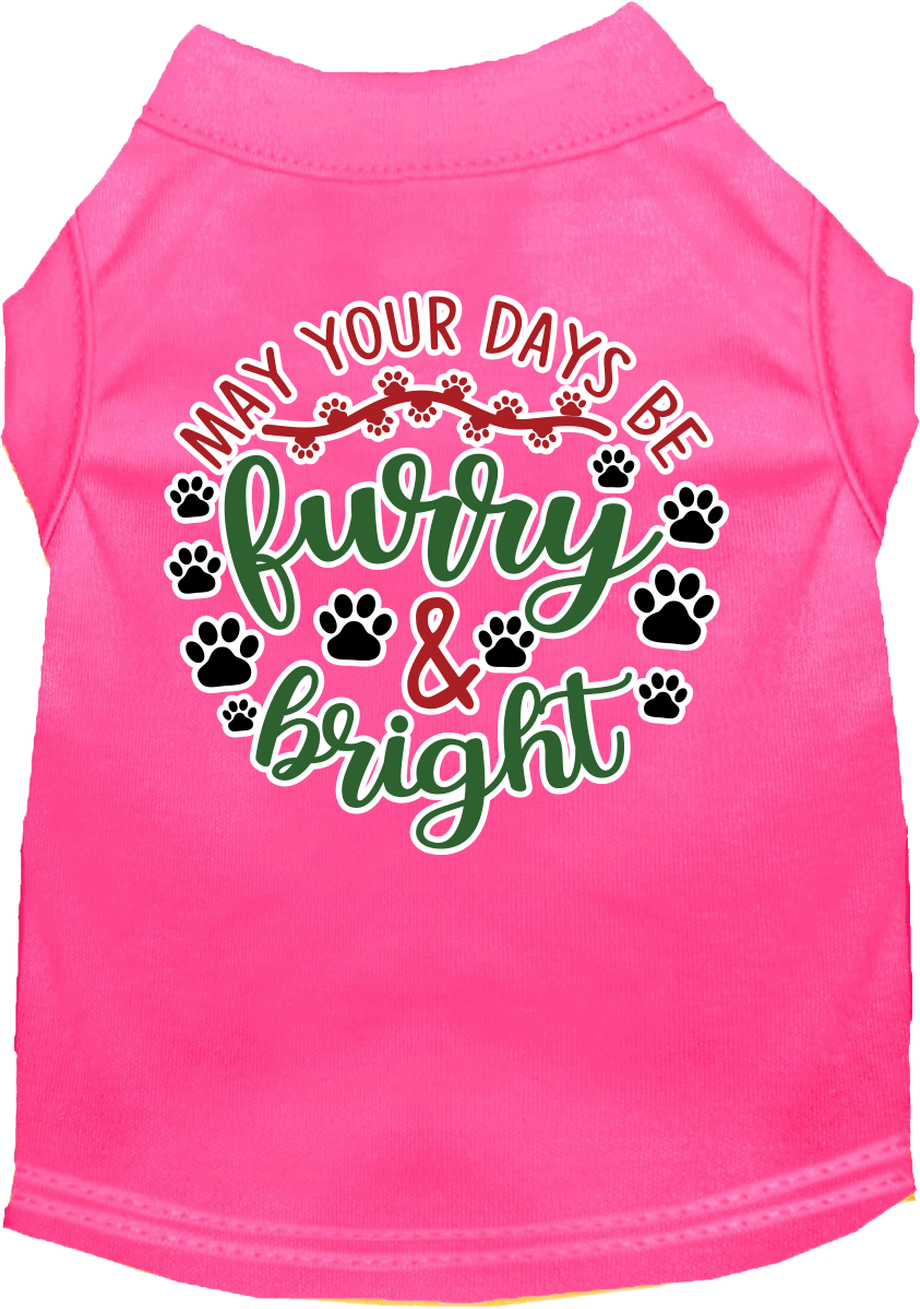 Furry And Bright Screen Print Dog Shirt Bright Pink Size Md