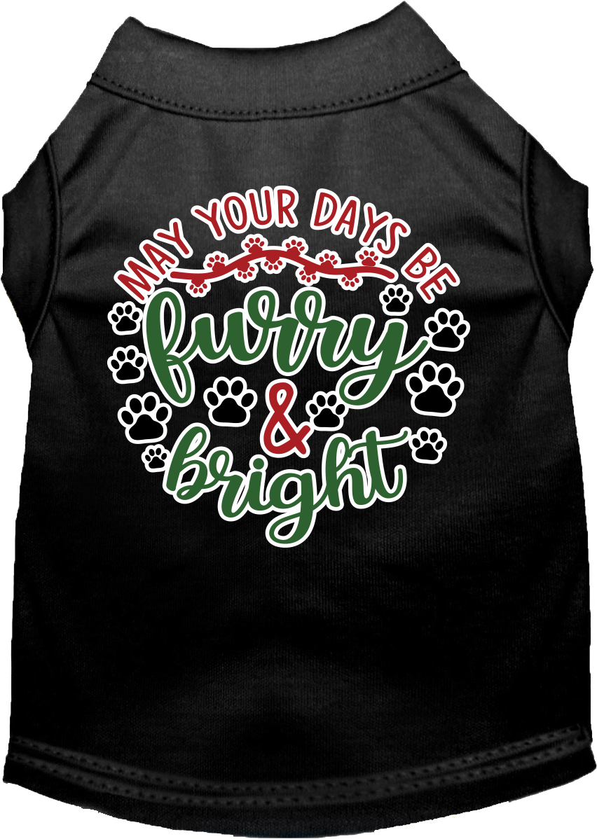 Furry And Bright Screen Print Dog Shirt Black Size Xl