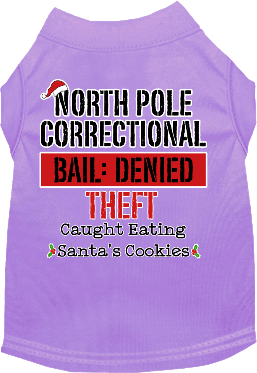 North Pole Correctional Screen Print Dog Shirt Lavender Size 5x