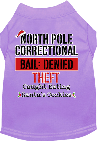 North Pole Correctional Screen Print Dog Shirt Lavender Size 5x