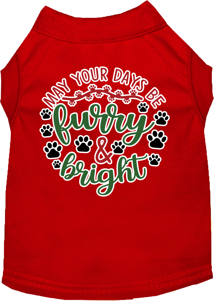 Furry And Bright Screen Print Dog Shirt Red Size Xl