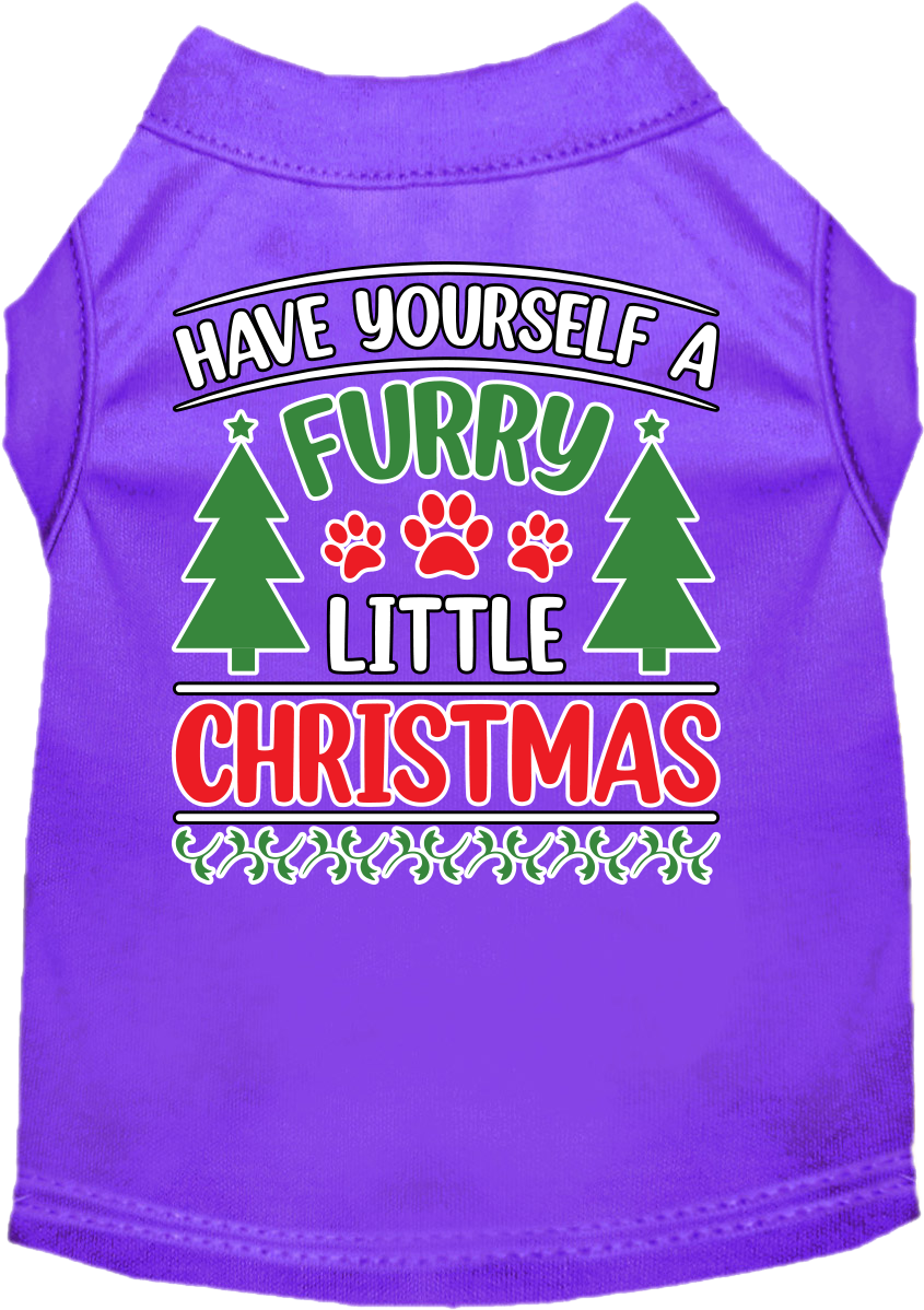 Furry Little Christmas Screen Print Dog Shirt Purple Size 6x