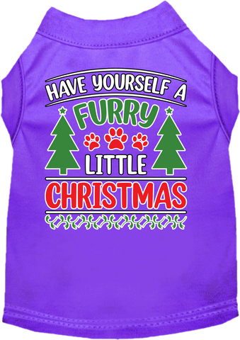 Furry Little Christmas Screen Print Dog Shirt Purple Size 6x