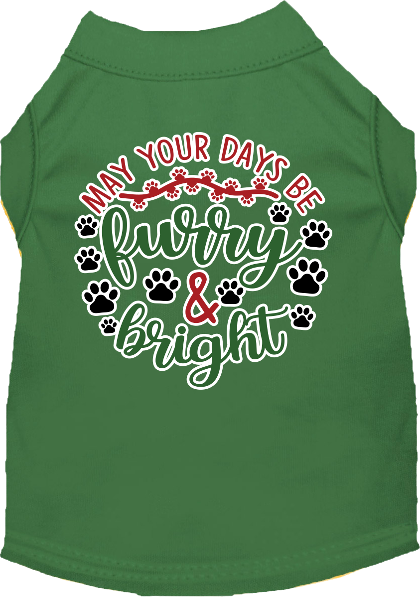 Furry And Bright Screen Print Dog Shirt Green Size 6x