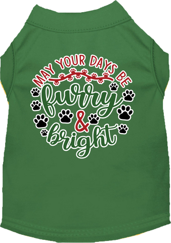 Furry And Bright Screen Print Dog Shirt Green Size 6x