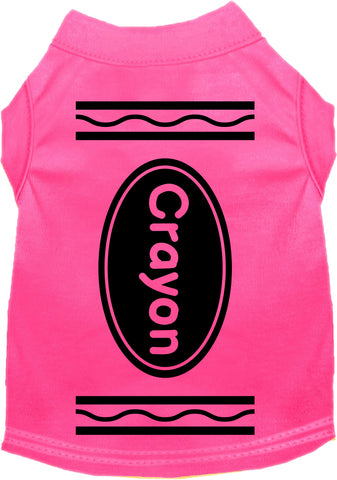 Crayon Costume Screen Print Dog Shirt Bright Pink Size Sm