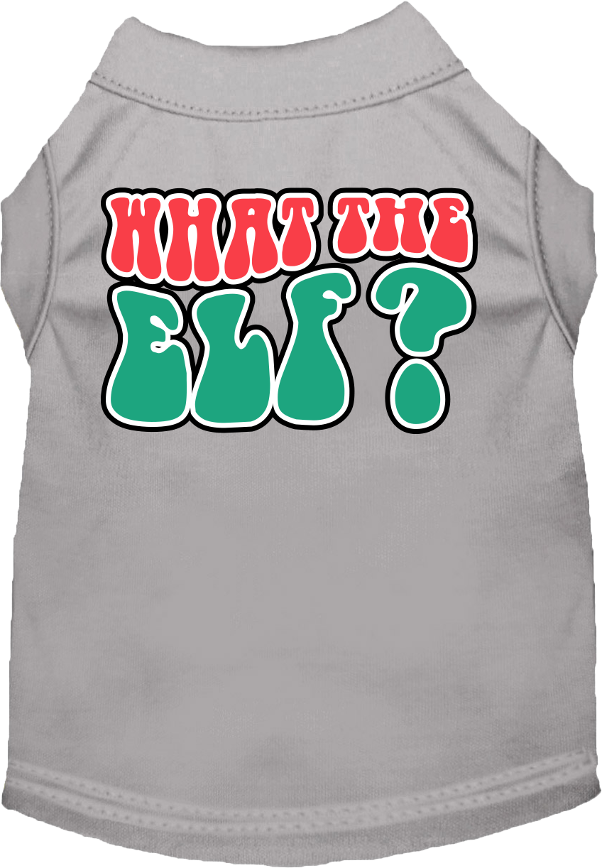 What The Elf Screen Print Dog Shirt Grey Size Lg