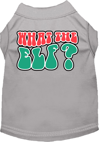 What The Elf Screen Print Dog Shirt Grey Size Lg