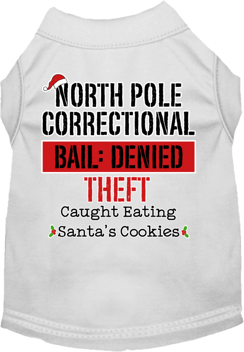 North Pole Correctional Screen Print Dog Shirt White Size Md