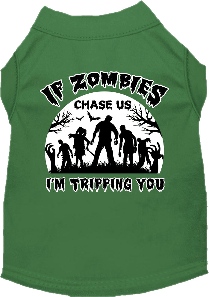 If Zombies Chase Us Screen Print Dog Shirt Green Size 5x