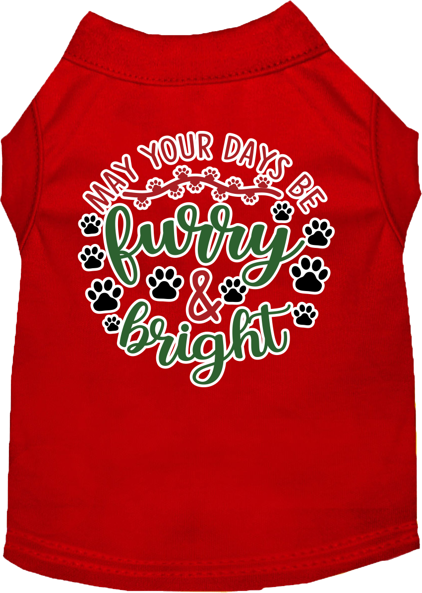 Furry And Bright Screen Print Dog Shirt Red Size 6x