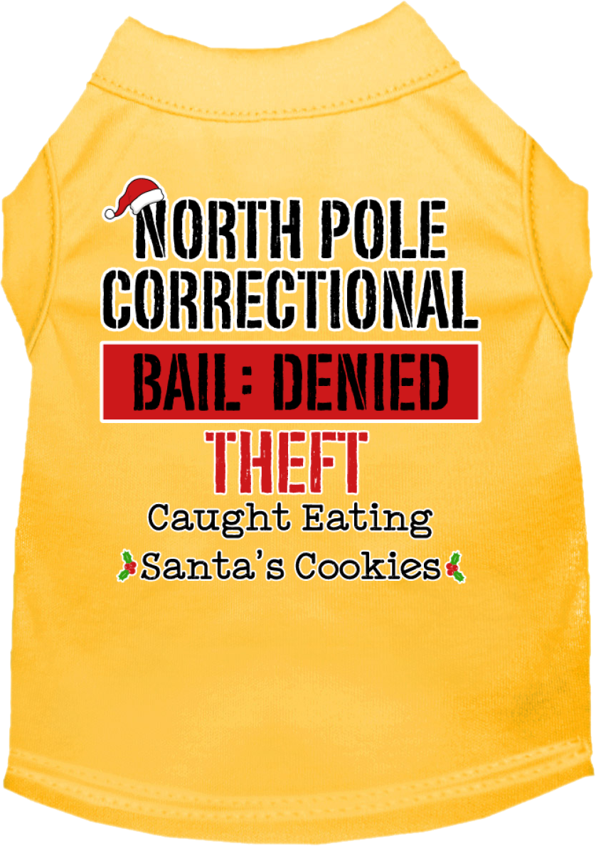 North Pole Correctional Screen Print Dog Shirt Yellow Size Xl