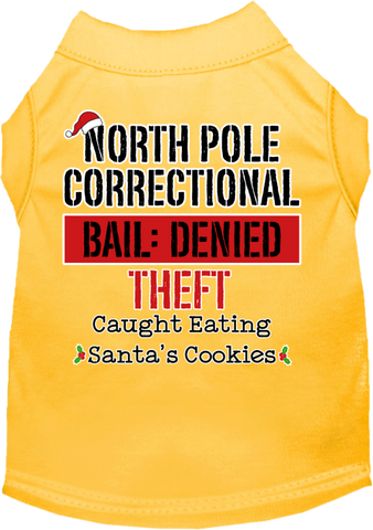 North Pole Correctional Screen Print Dog Shirt Yellow Size Xl