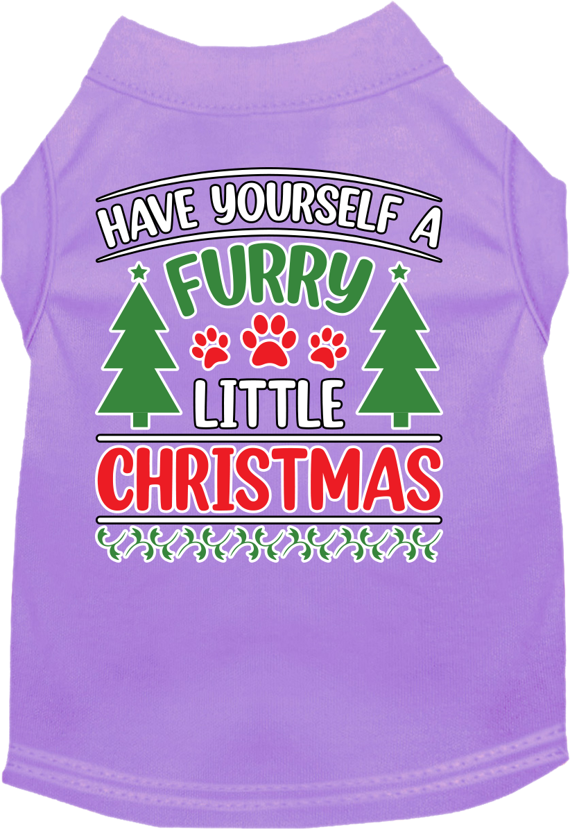 Furry Little Christmas Screen Print Dog Shirt Lavender Size Lg