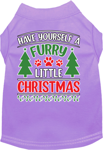 Furry Little Christmas Screen Print Dog Shirt Lavender Size Lg