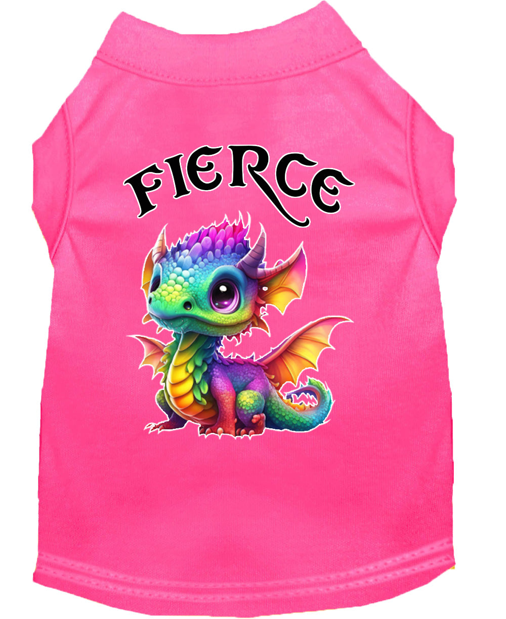 Fierce Dragon Screen Print Dog Shirt Bright Pink Xs (8)