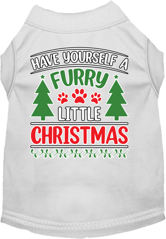 Furry Little Christmas Screen Print Dog Shirt White Size Xs