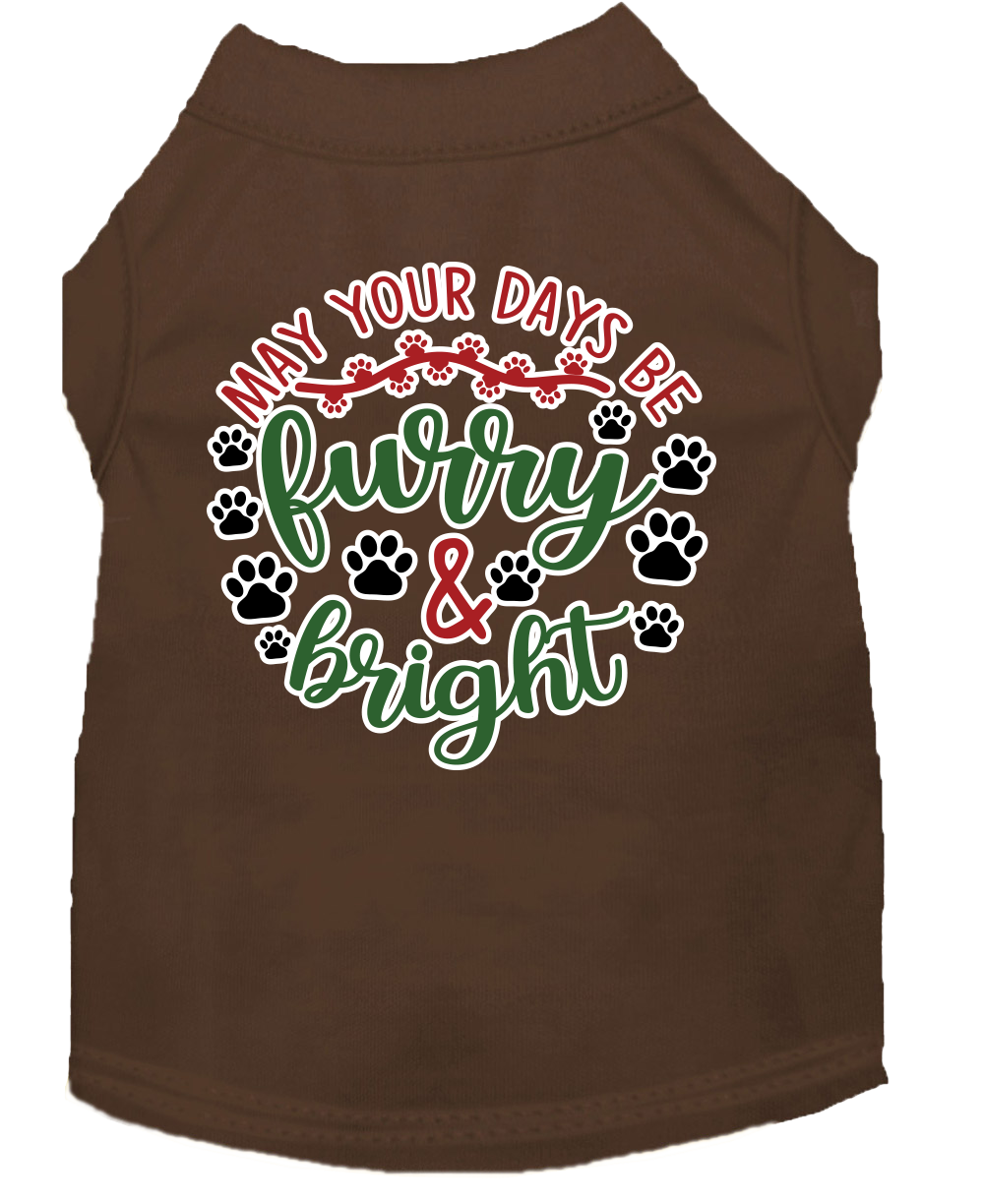 Furry And Bright Screen Print Dog Shirt Brown Size Sm