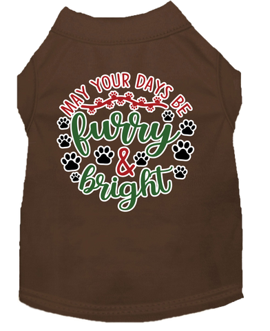 Furry And Bright Screen Print Dog Shirt Brown Size Sm