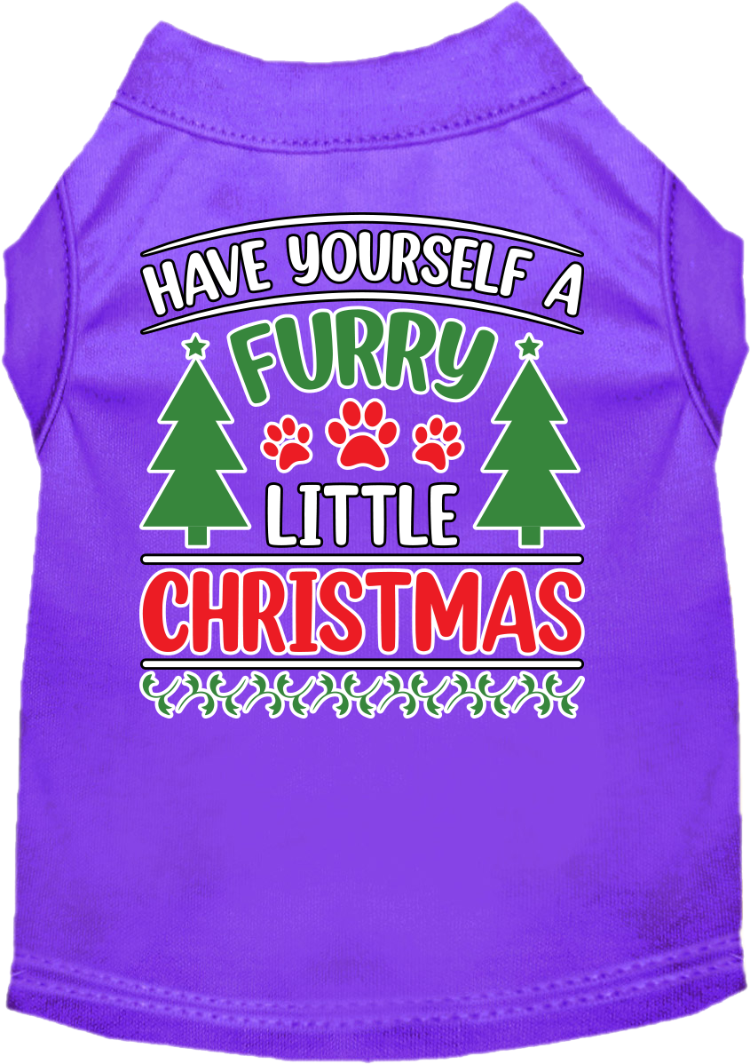 Furry Little Christmas Screen Print Dog Shirt Purple Size Xxxl