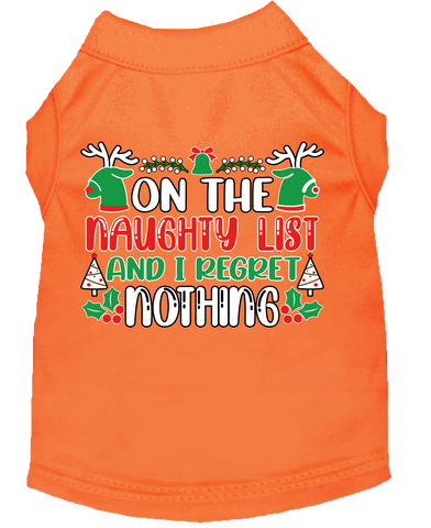 I Regret Nothing Screen Print Dog Shirt Orange Size 6x