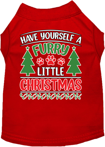 Furry Little Christmas Screen Print Dog Shirt Red Size Xxl