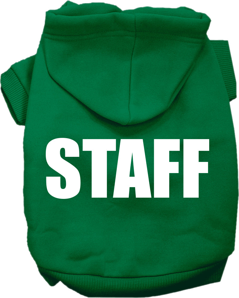 Staff Costume Screen Print Dog Hoodie Emerald Green Size Sm