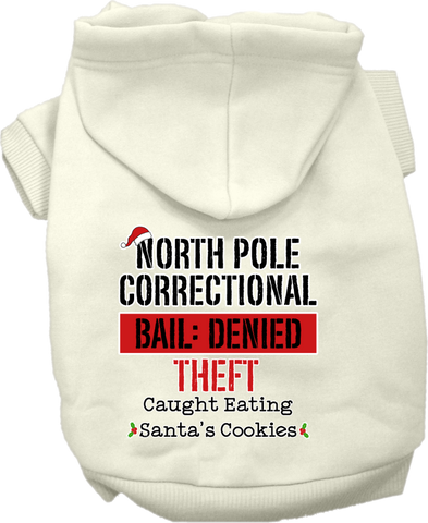 North Pole Correctional Screen Print Dog Hoodie Cream Size Lg