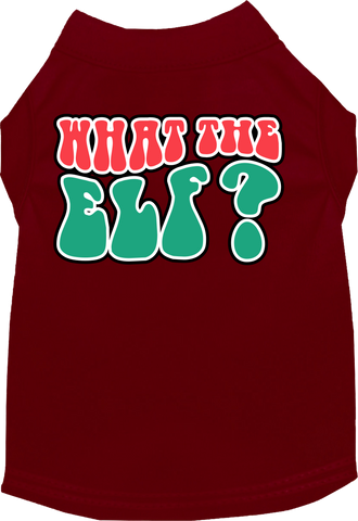 What The Elf Screen Print Dog Shirt Maroon Size Sm