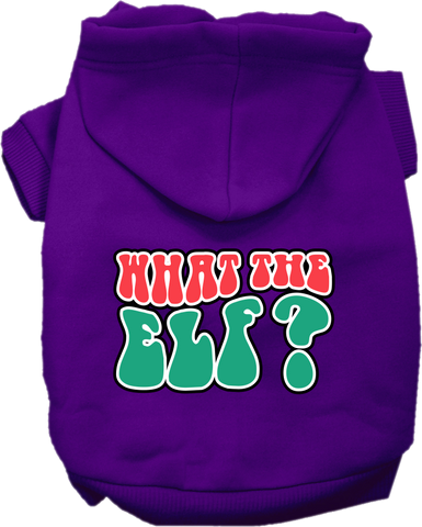 What The Elf Screen Print Dog Hoodie Purple Size Lg