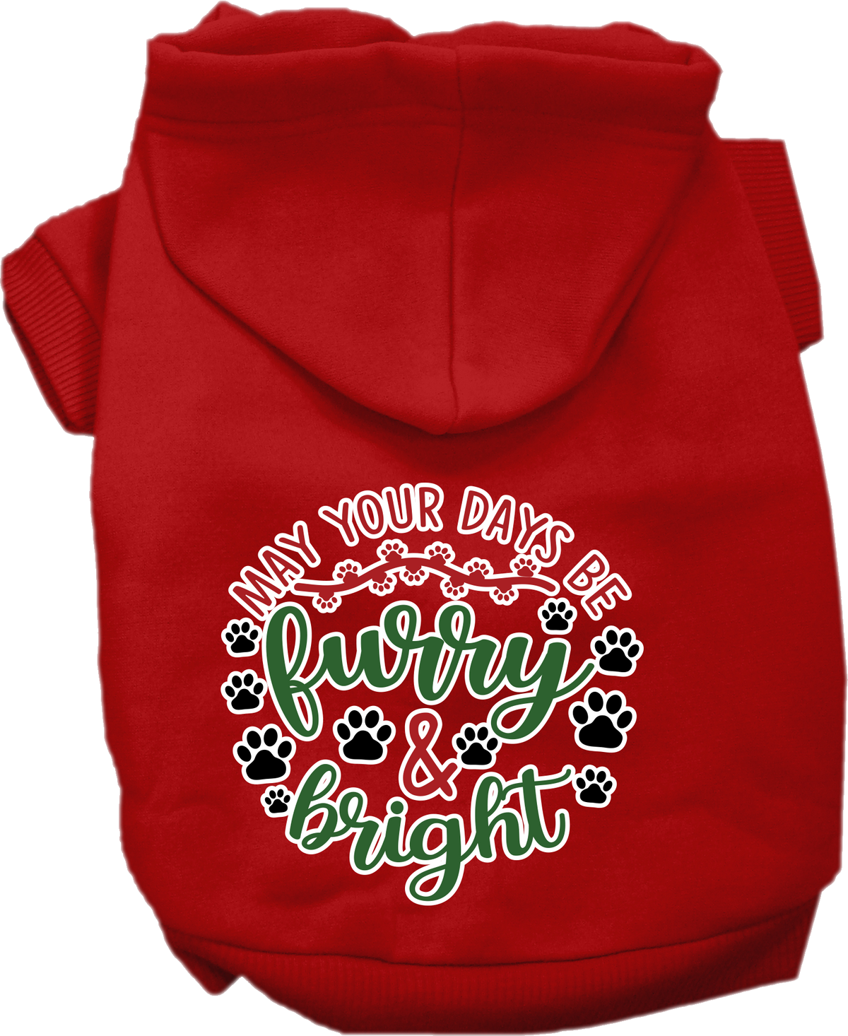 Furry And Bright Screen Print Dog Hoodie Red Size 4x