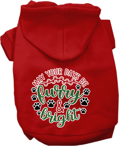 Furry And Bright Screen Print Dog Hoodie Red Size 4x