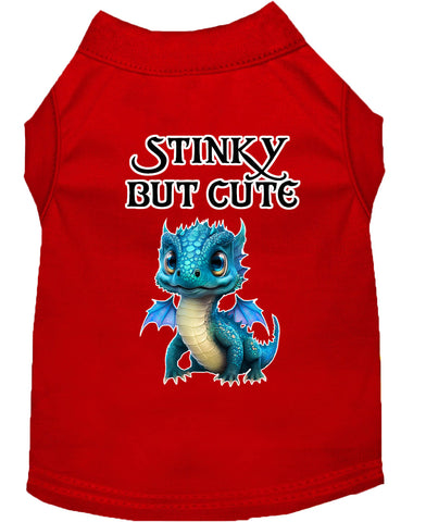 Stinky But Cute Dragon Screen Print Dog Shirt Red Sm (10)