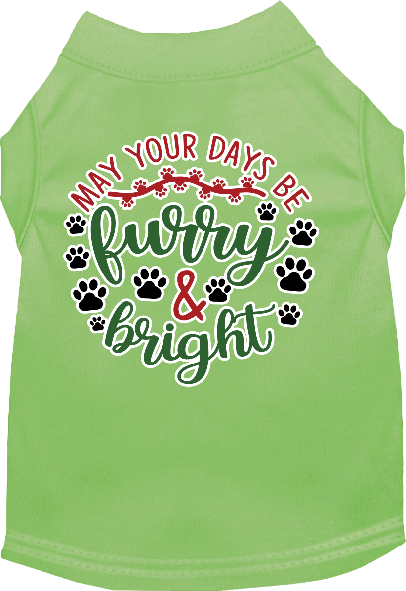 Furry And Bright Screen Print Dog Shirt Lime Green Size Lg