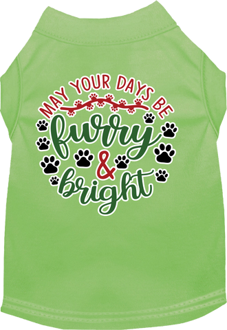 Furry And Bright Screen Print Dog Shirt Lime Green Size Lg