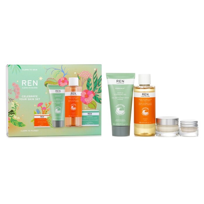 Celebrate Your Skin X'mas Set: Cleansing Gel 50ml + Aha Tonic 100ml + Eye Cream 5ml + Day Cream 15ml - 4pcs