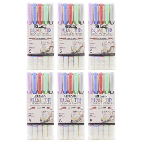 Dual-Tip Creative Markers, 5 Per Pack, 6 Packs