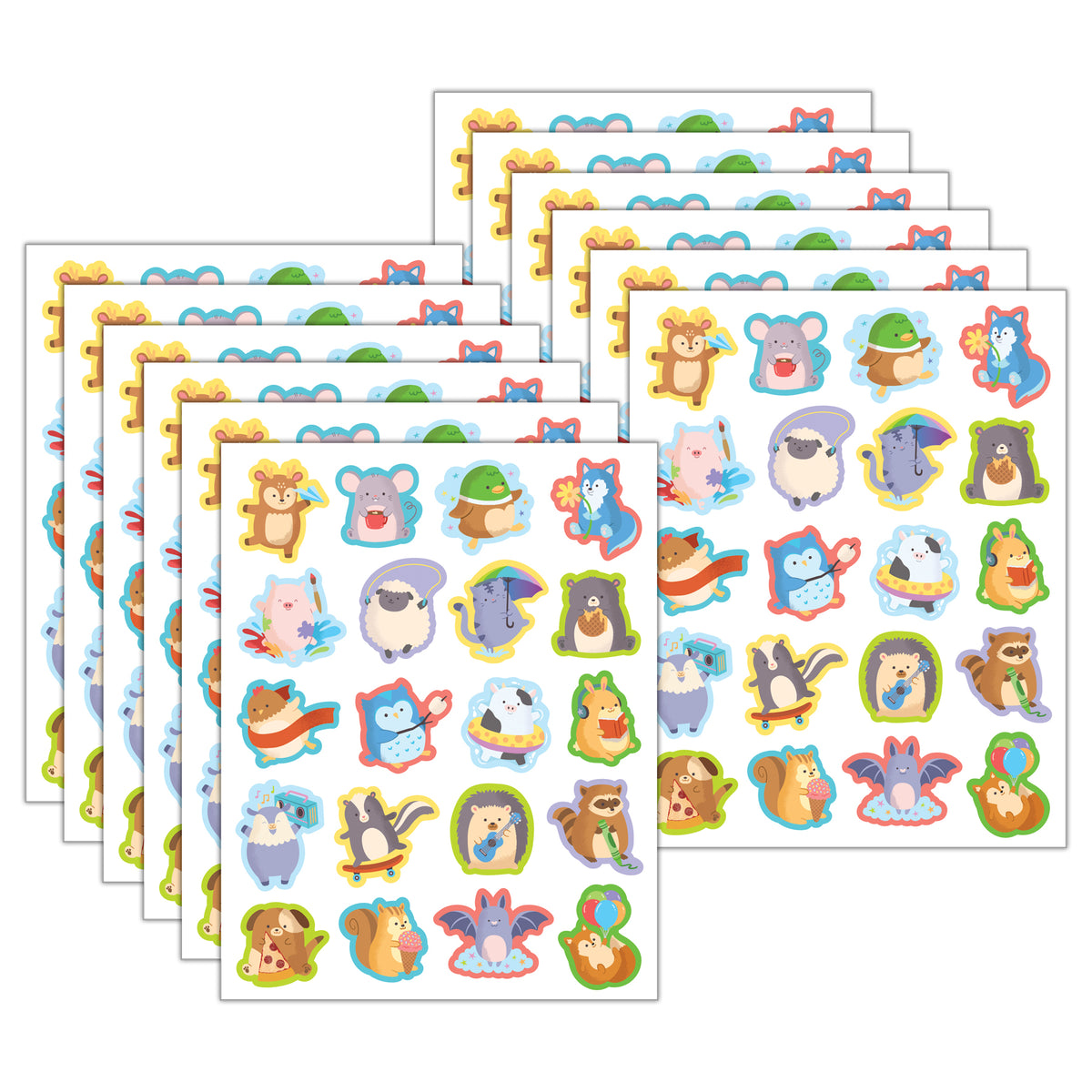 Cute Critters Stickers, 120 Per Pack, 12 Packs