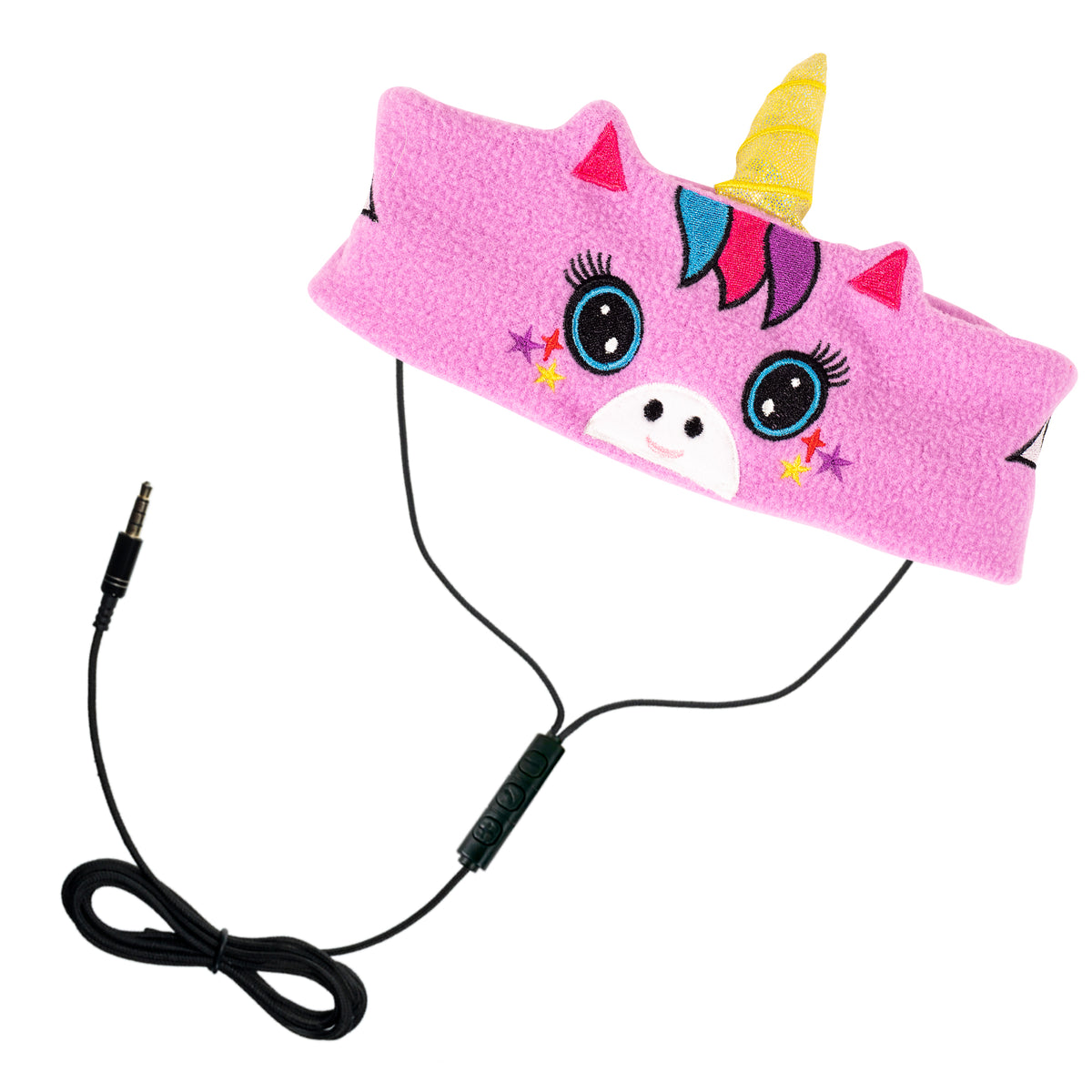 H1 Adjustable Fleece Headband Headphones, Unicorn, Pink