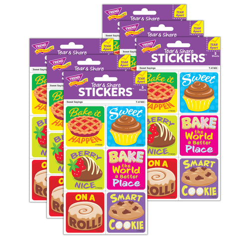 Sweet Sayings Tear & Share Stickers®, 30 Per Pack, 6 Packs