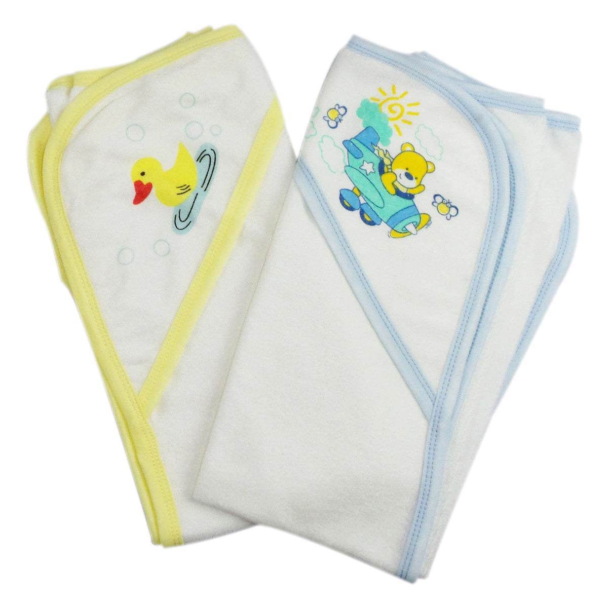 Infant Hooded Bath Towel (pack Of 2) 021-yellow--021b-blue