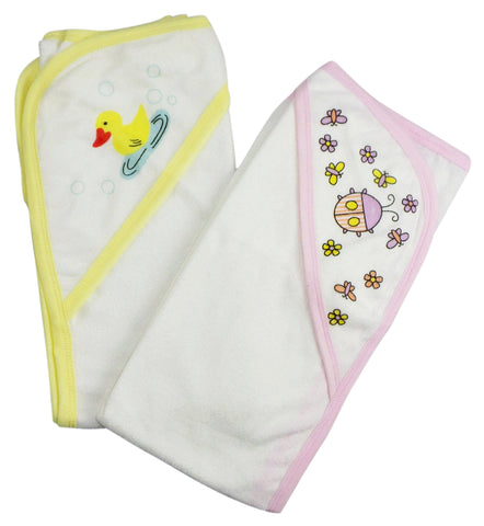 Infant Hooded Bath Towel (pack Of 2) 021-pink--021-yellow