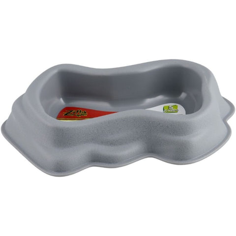 Zilla Decor Durable Dish For Reptiles Grey - Large (10.5"l X 8.8"w X 4.25"h)