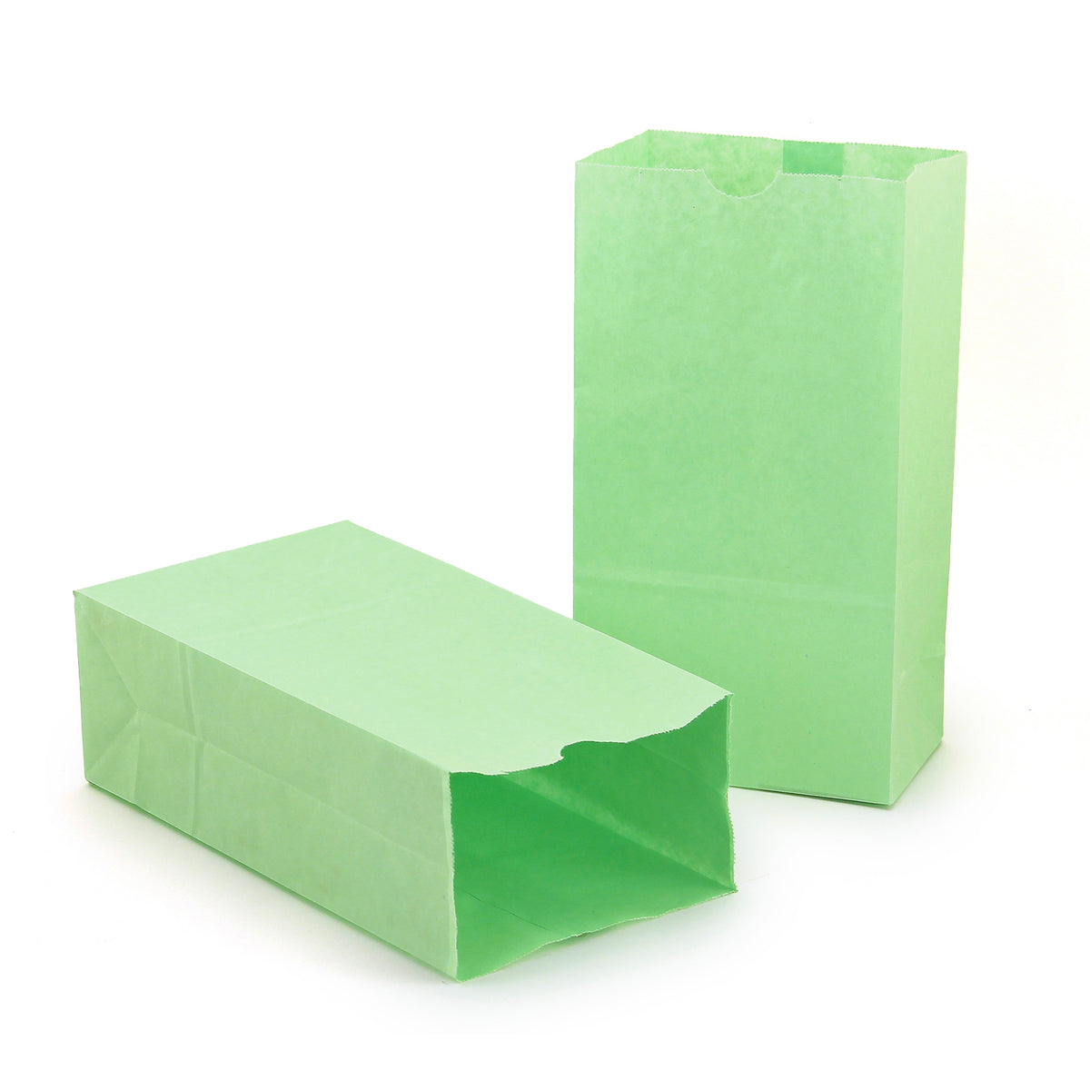 Gusseted Paper Bags, #6 (6" x 3.5" x 11"), Lime Green, Pack of 50