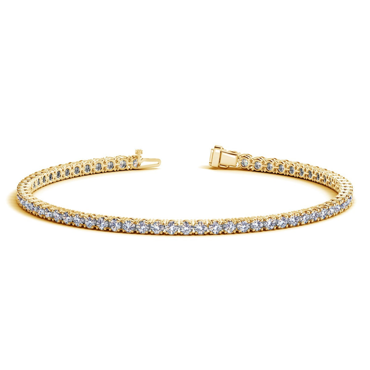 Lab Grown Round Diamond Tennis Bracelet in 14k Yellow Gold (3 cctw F/G  VS2/SI1)