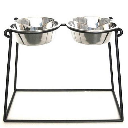 Pyramid Elevated Double Dog Feeder - Xx Large/black