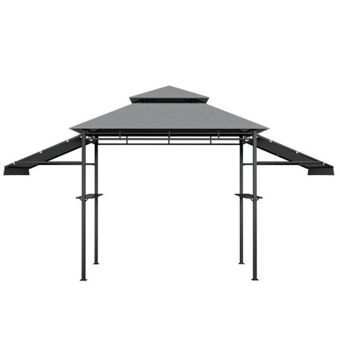 13.5 x 4 Feet Patio BBQ Grill Gazebo Canopy with Dual Side Awnings-Gray